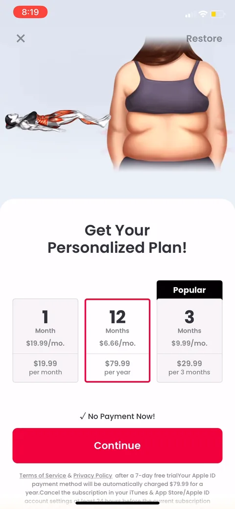 Justfit onboarding screen 62