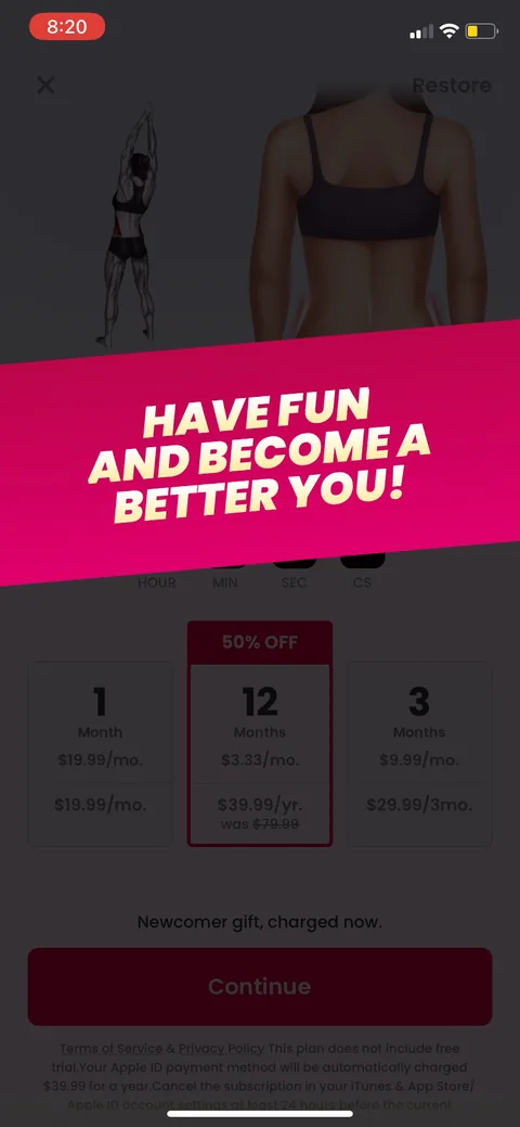 Justfit onboarding screen 67