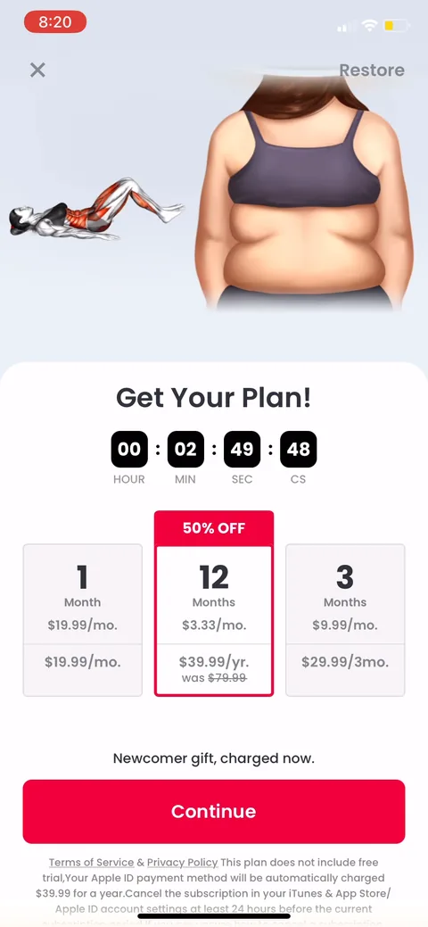 Justfit onboarding screen 69