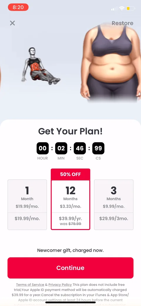 Justfit onboarding screen 70