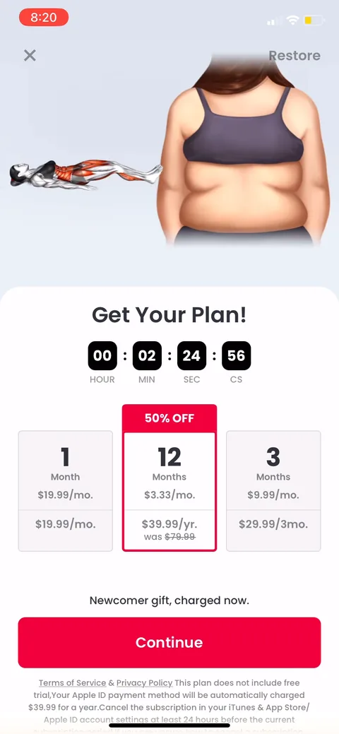 Justfit onboarding screen 76