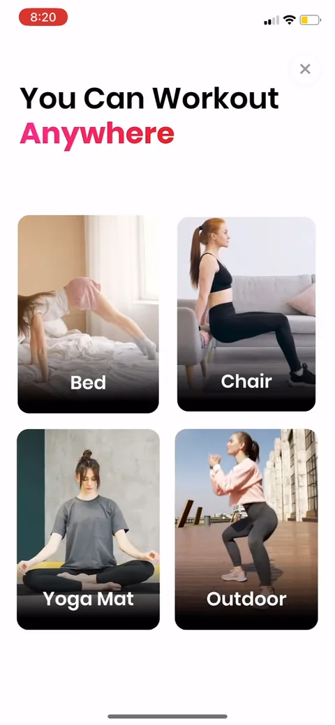 Justfit onboarding screen 82
