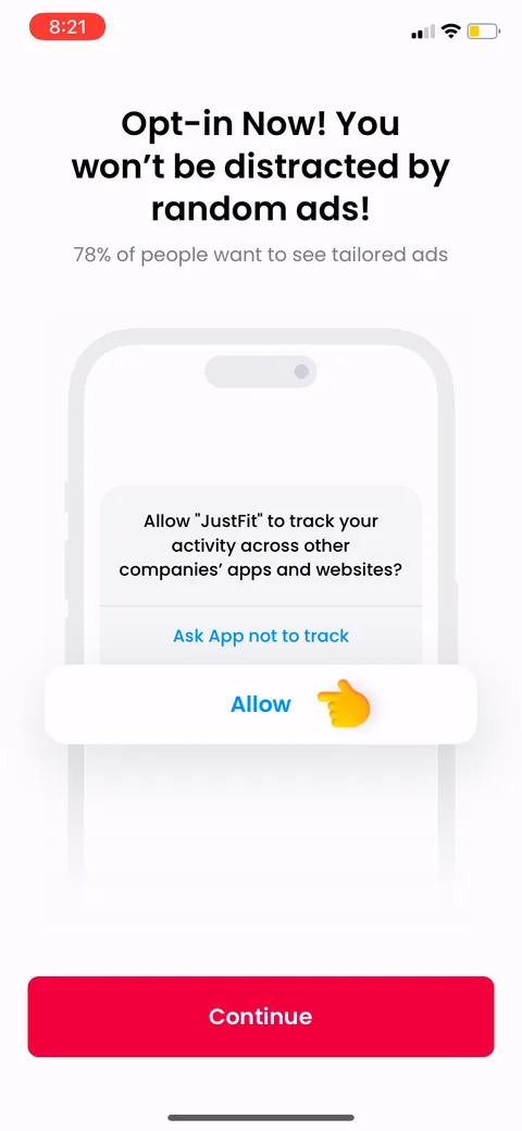 Justfit onboarding screen 94
