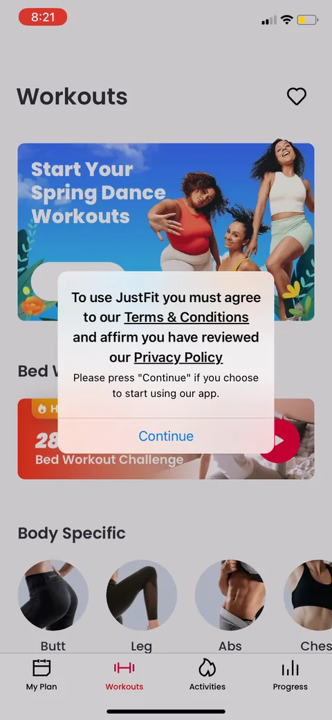 Justfit onboarding screen 95