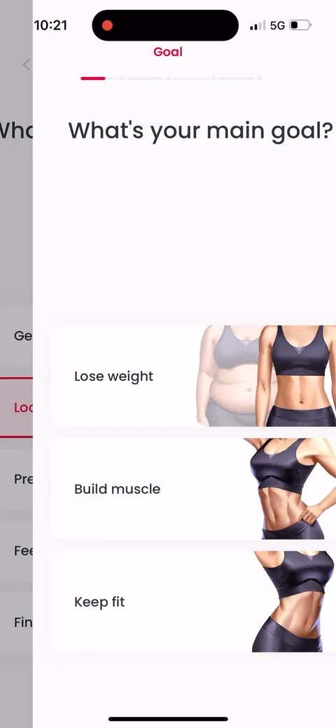 Justfit onboarding screen 6
