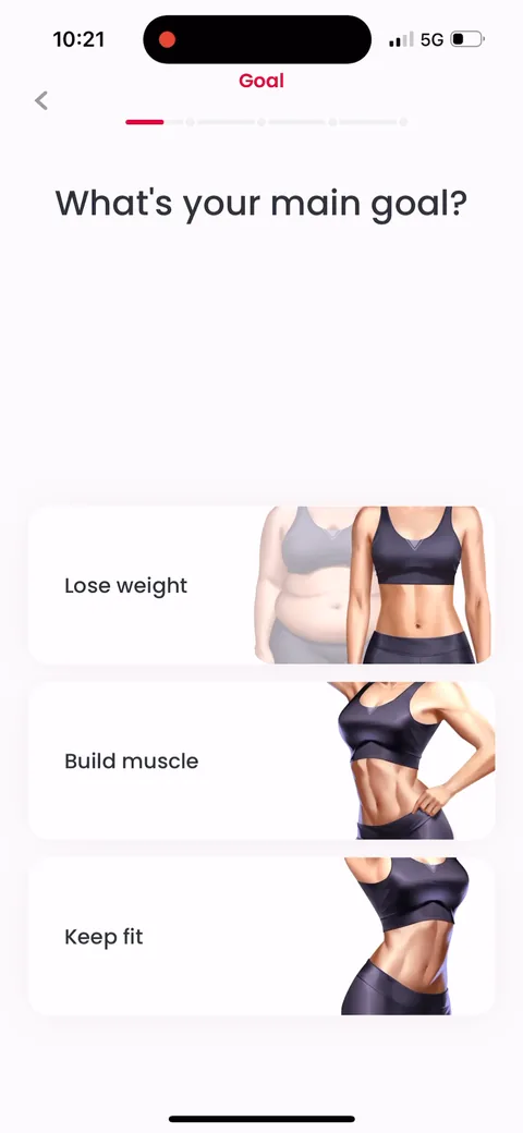 Justfit onboarding screen 7