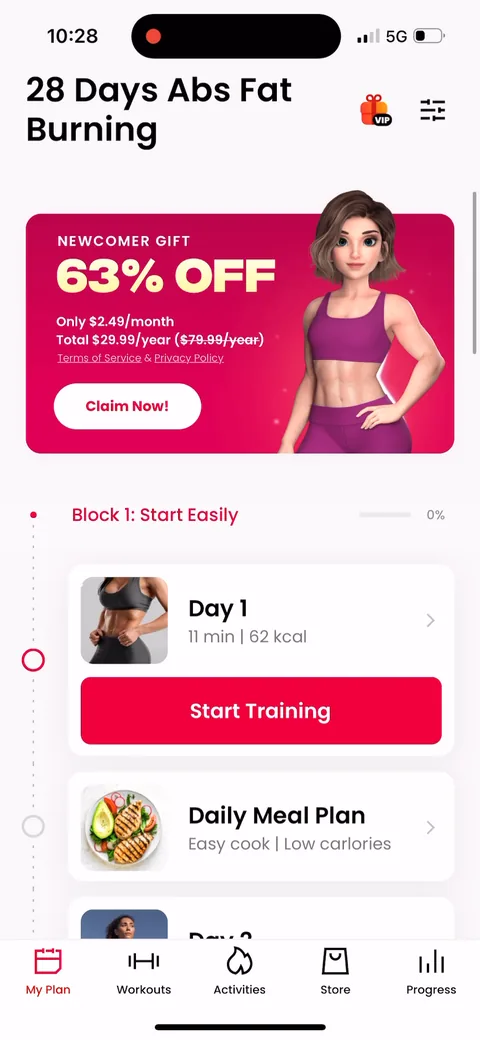 Justfit onboarding screen 103