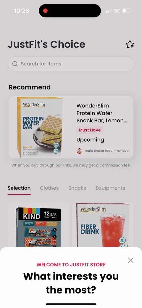 Justfit onboarding screen 119