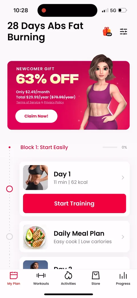 Justfit onboarding screen 125