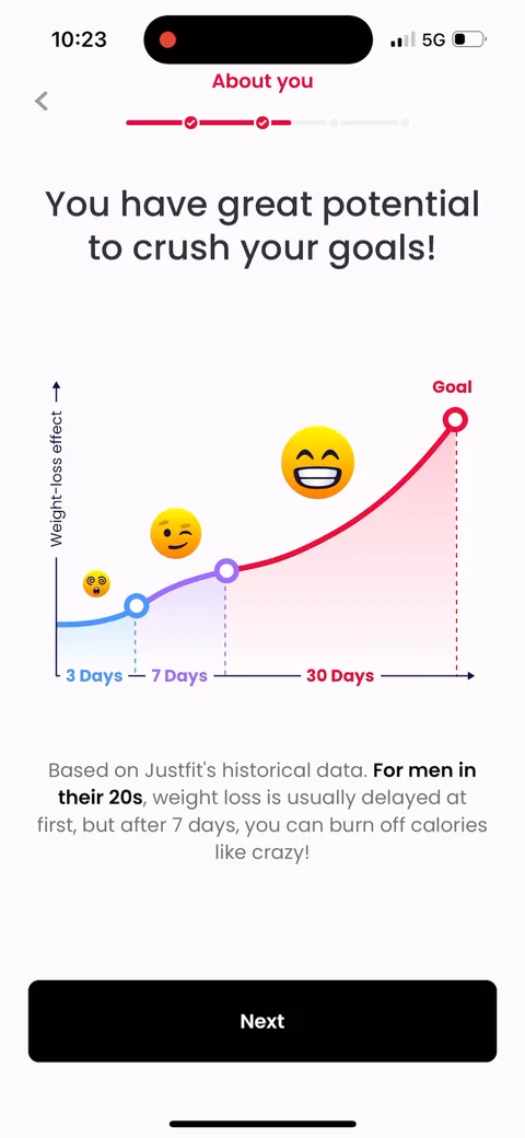 Justfit onboarding screen 24