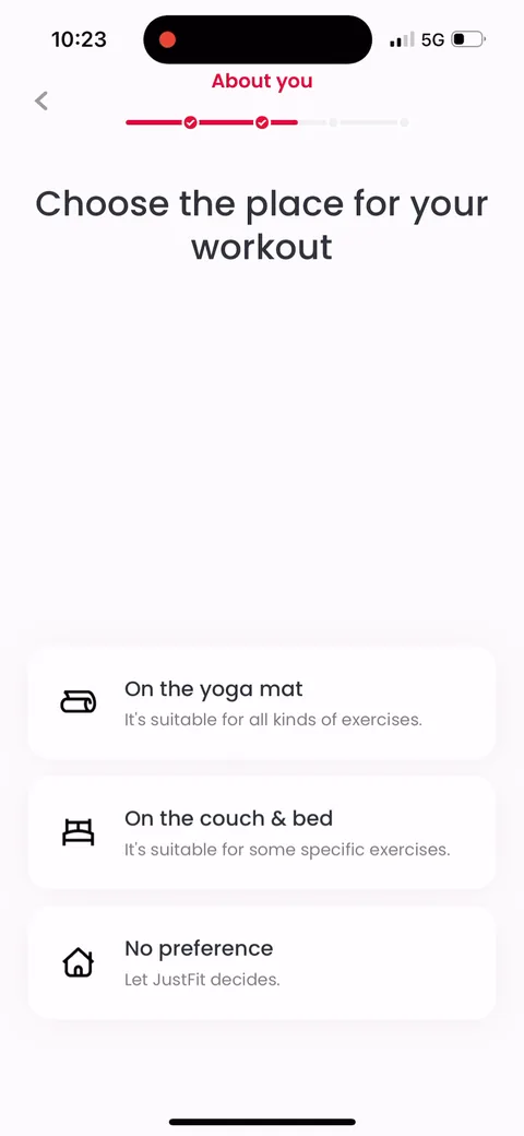 Justfit onboarding screen 25