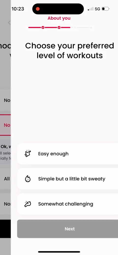 Justfit onboarding screen 27