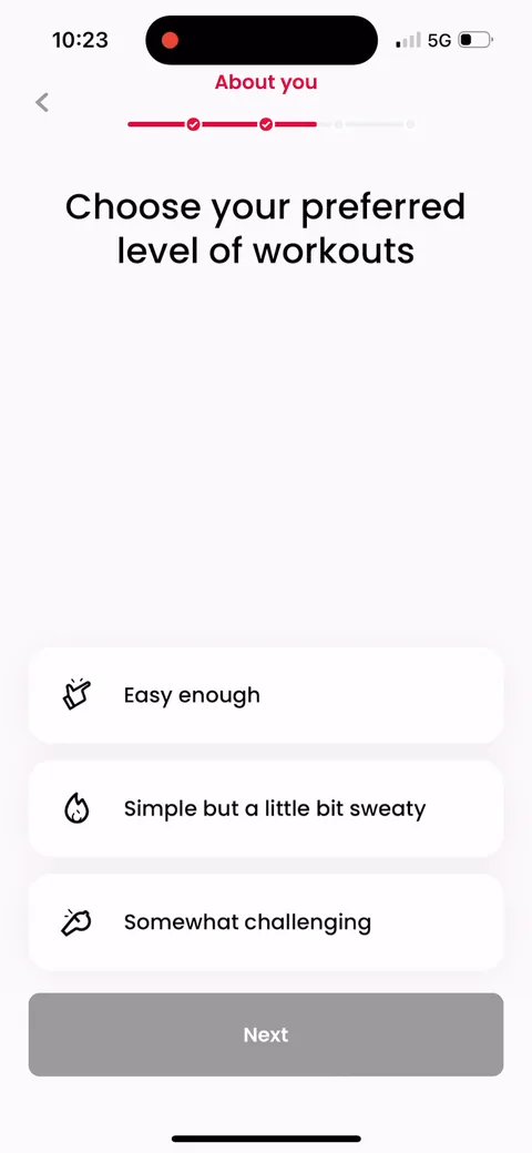 Justfit onboarding screen 28