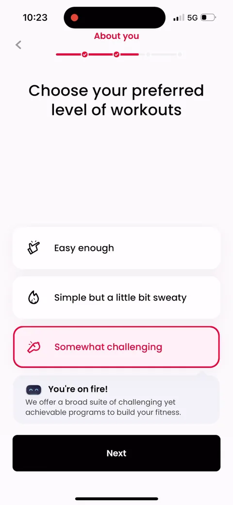 Justfit onboarding screen 29