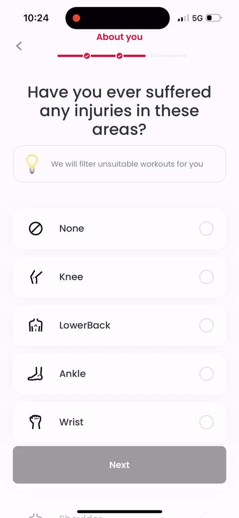 Justfit onboarding screen 31