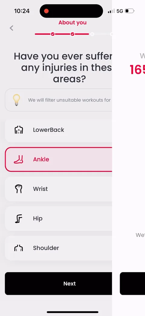 Justfit onboarding screen 32