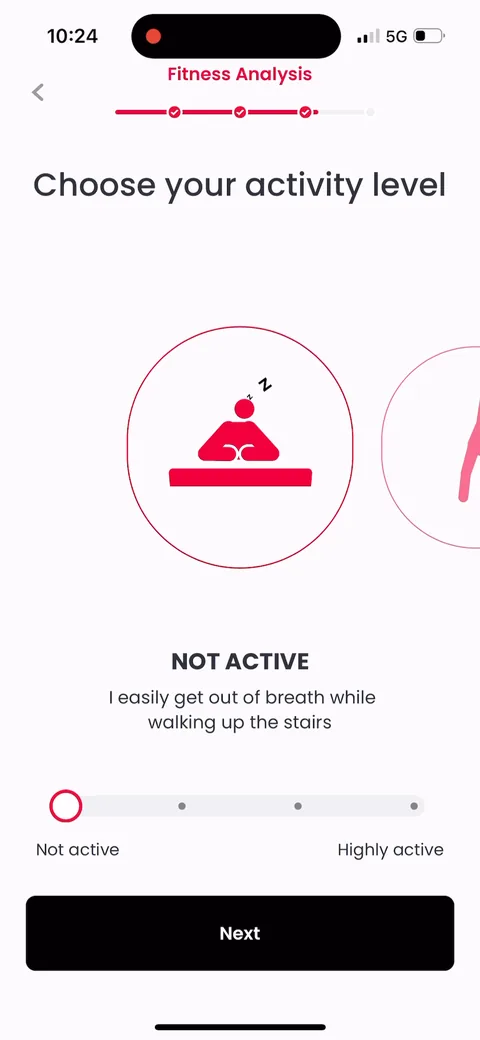 Justfit onboarding screen 36