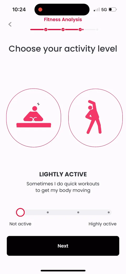 Justfit onboarding screen 37