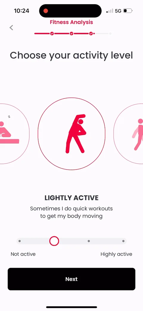 Justfit onboarding screen 38