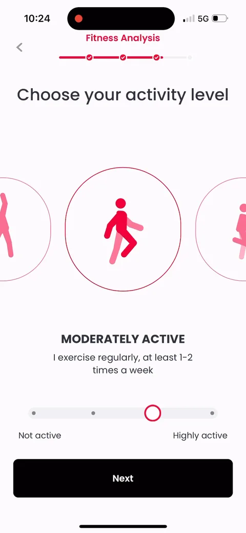 Justfit onboarding screen 39