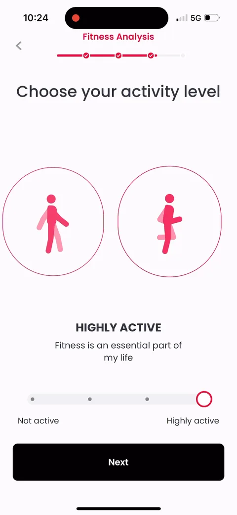 Justfit onboarding screen 40