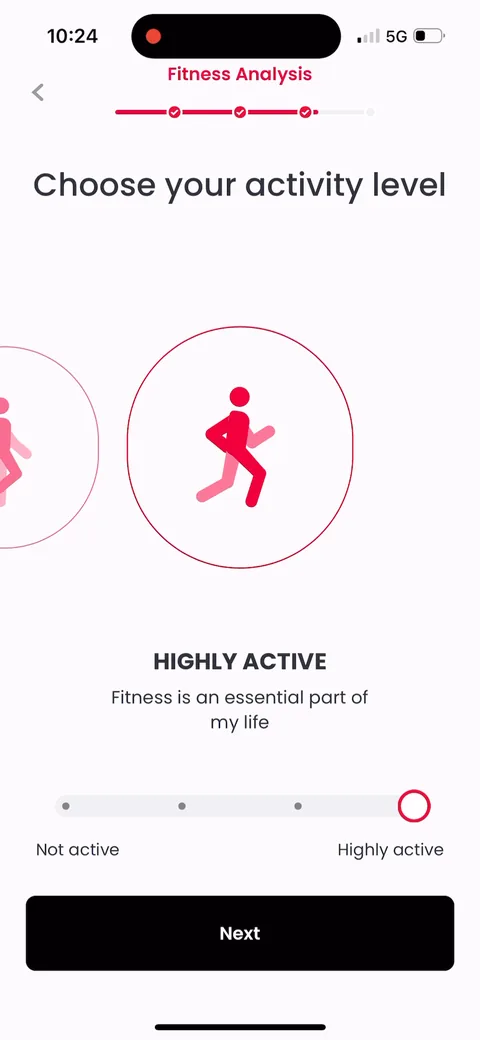 Justfit onboarding screen 41