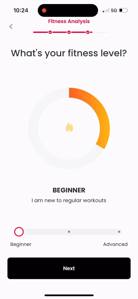 Justfit onboarding screen 42
