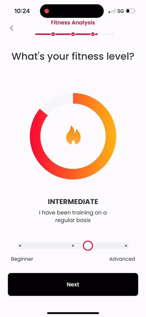 Justfit onboarding screen 43