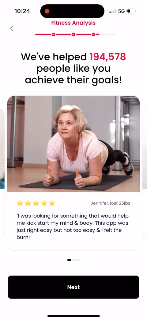 Justfit onboarding screen 45