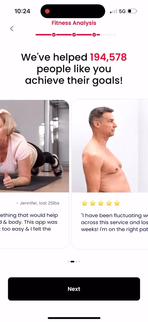 Justfit onboarding screen 46