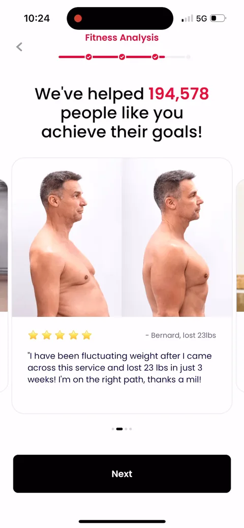 Justfit onboarding screen 47
