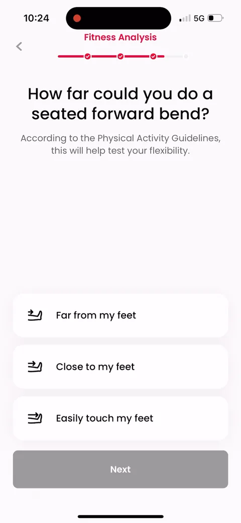 Justfit onboarding screen 49
