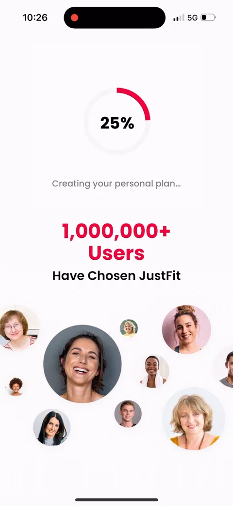 Justfit onboarding screen 69