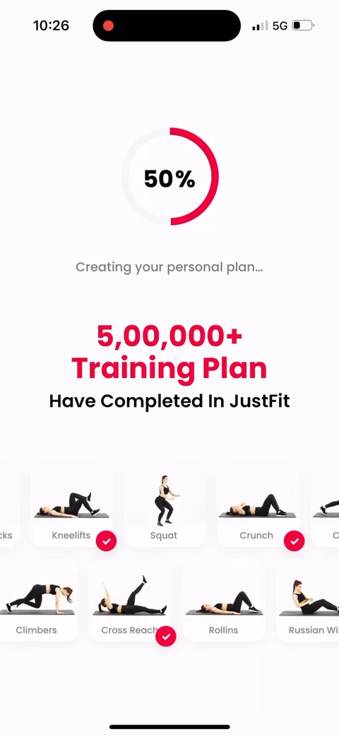 Justfit onboarding screen 71