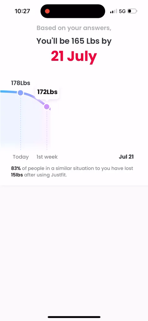 Justfit onboarding screen 74