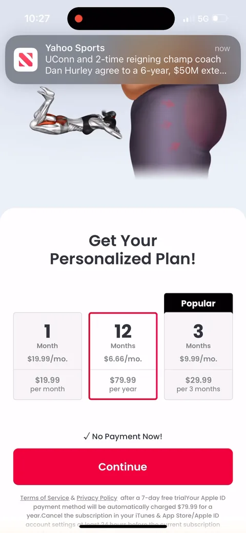 Justfit onboarding screen 77: First paywall