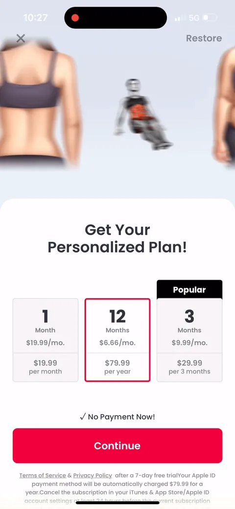Justfit onboarding screen 79