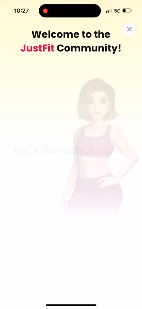 Justfit onboarding screen 92