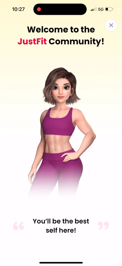 Justfit onboarding screen 93