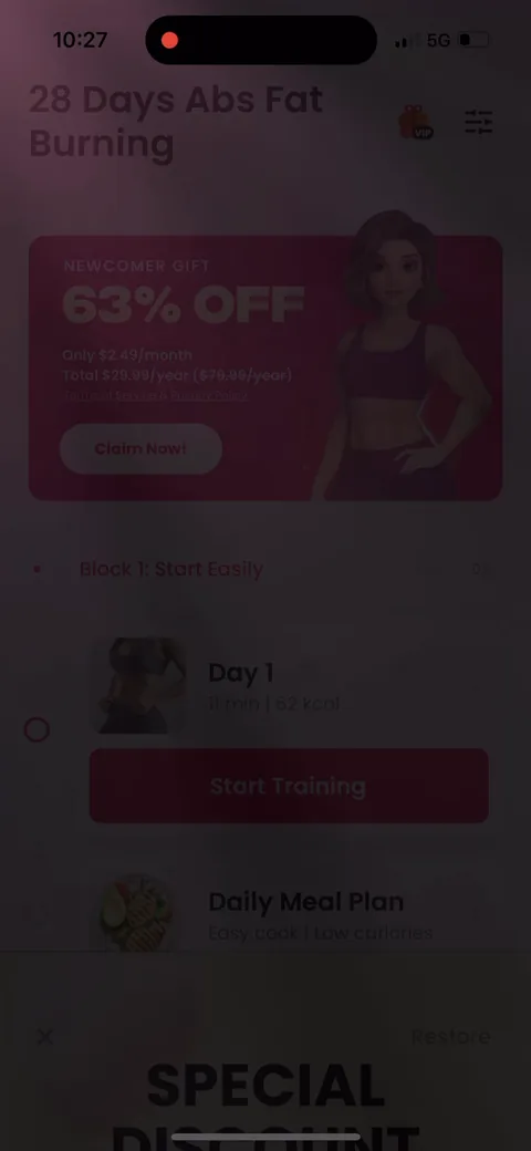 Justfit onboarding screen 96