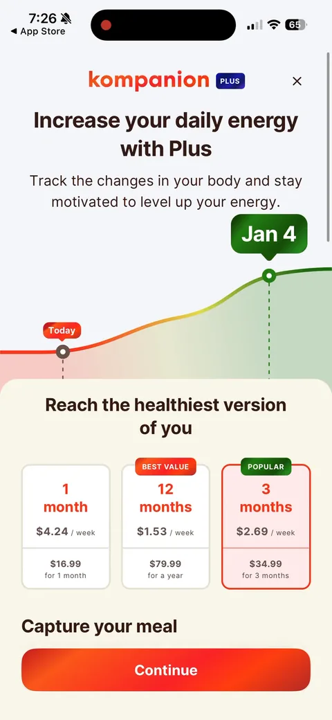 Kompanion onboarding screen 62: Now the X shows up top right