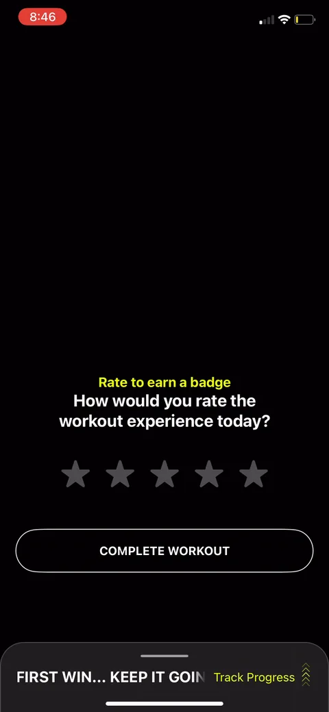 Ladders onboarding screen 79: They ask you to rate the workout right after you finish it, in exchange for a badge