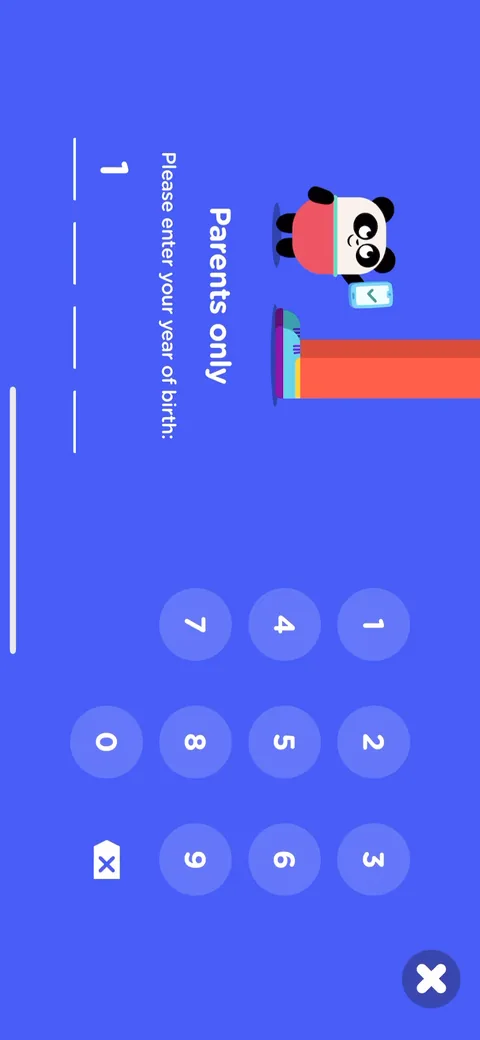 Lingokids onboarding screen 11: The 'parents only, enter your year of birth' gate