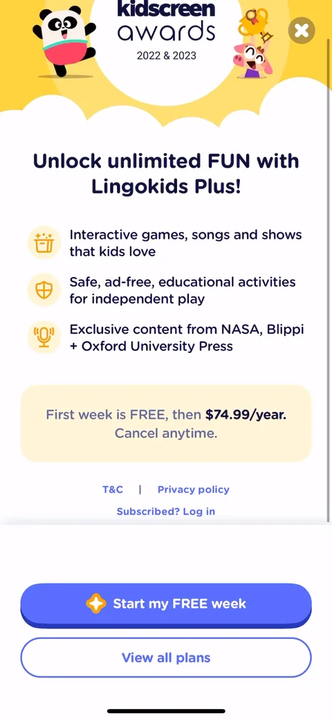 Lingokids onboarding screen 23