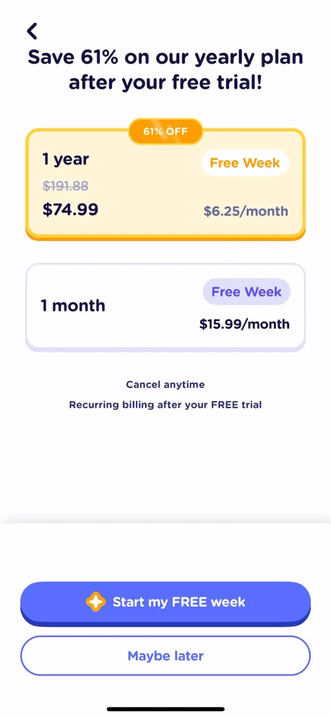 Lingokids paywall with pricing, onboarding screen 30