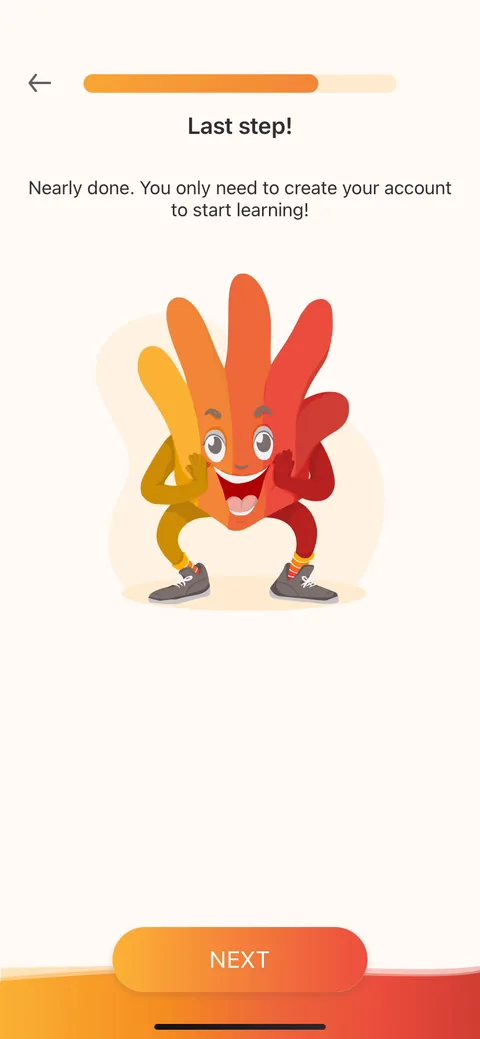 Lingvano onboarding screen 13: 'Last step