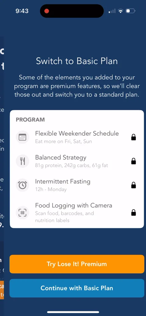 Lose It onboarding screen 104: Decline and you get 