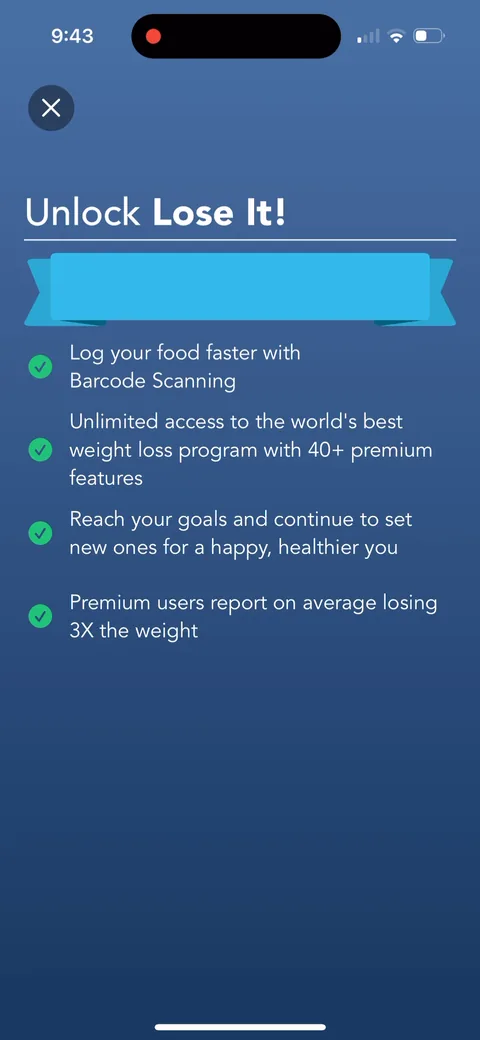 Lose It onboarding screen 106: A second ask right after: 