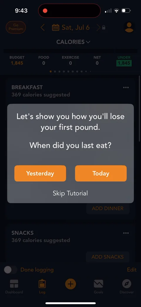 Lose It onboarding screen 107: 