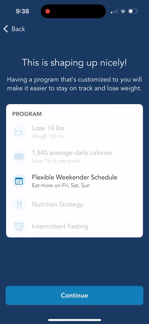 Lose It onboarding screen 50: 
